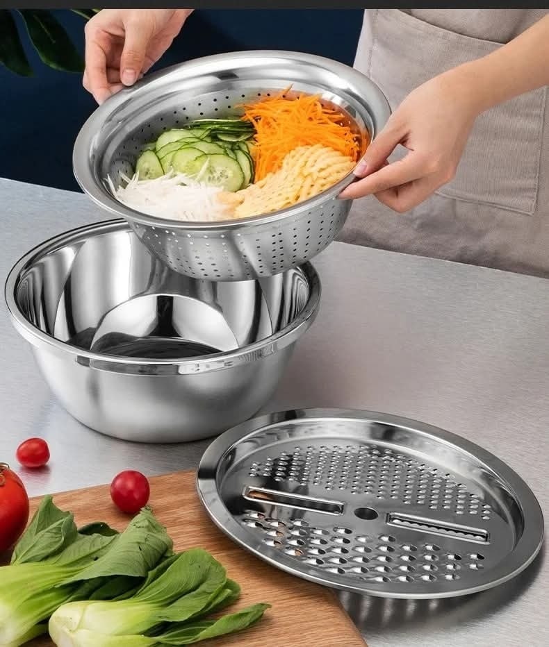 3-in-1 Stainless Steel Strainer & Bowl Set