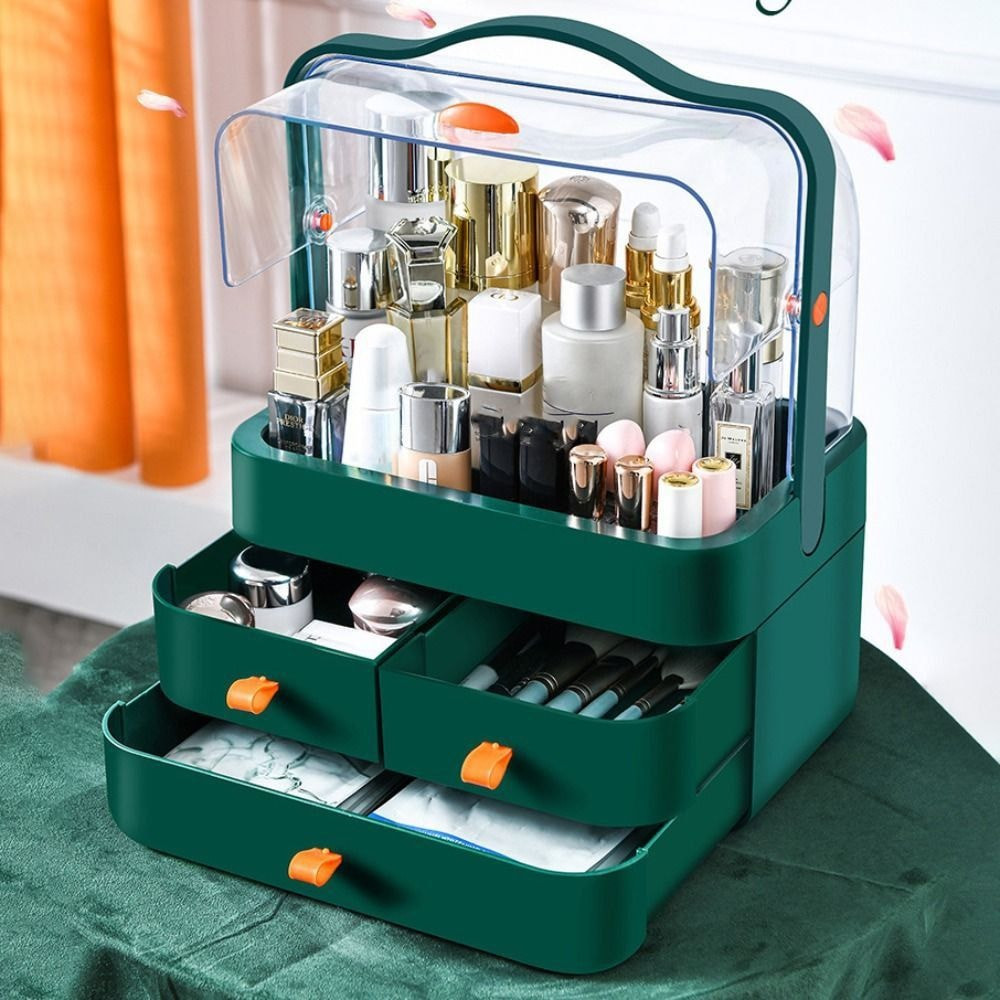 Large Capacity Dust Proof Transparent Lid Drawer Makeup Storage Box