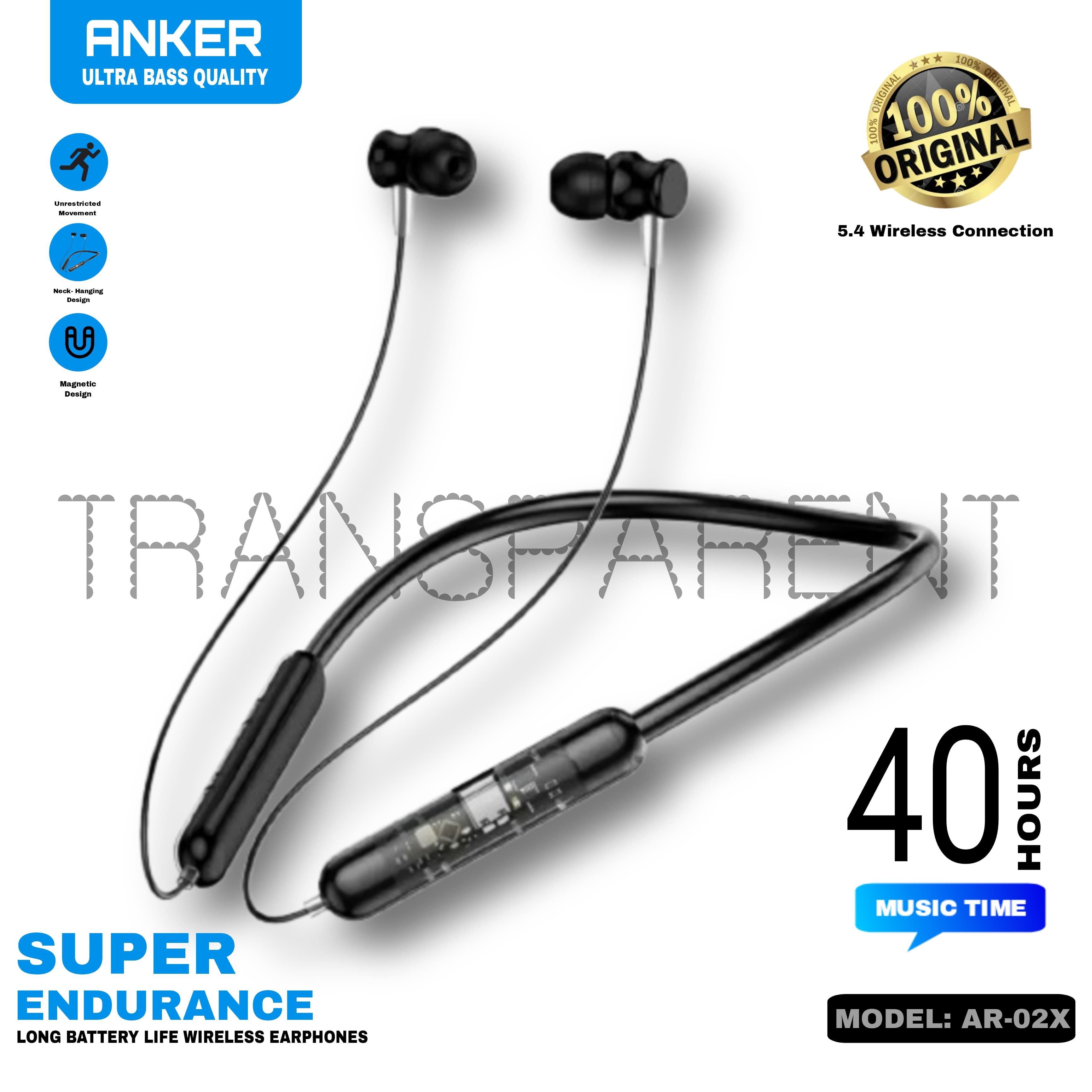 Anker Transparent Voice Changer Wireless Neckband with 36Hrs Playtime, HD Sound Bluetooth Headset