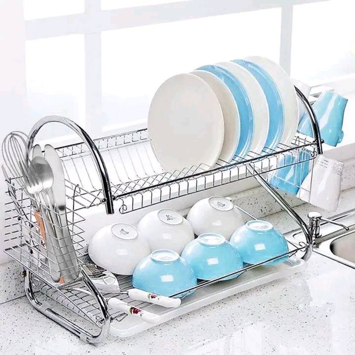 2 Layer Dish Drainer Kitchen Rack