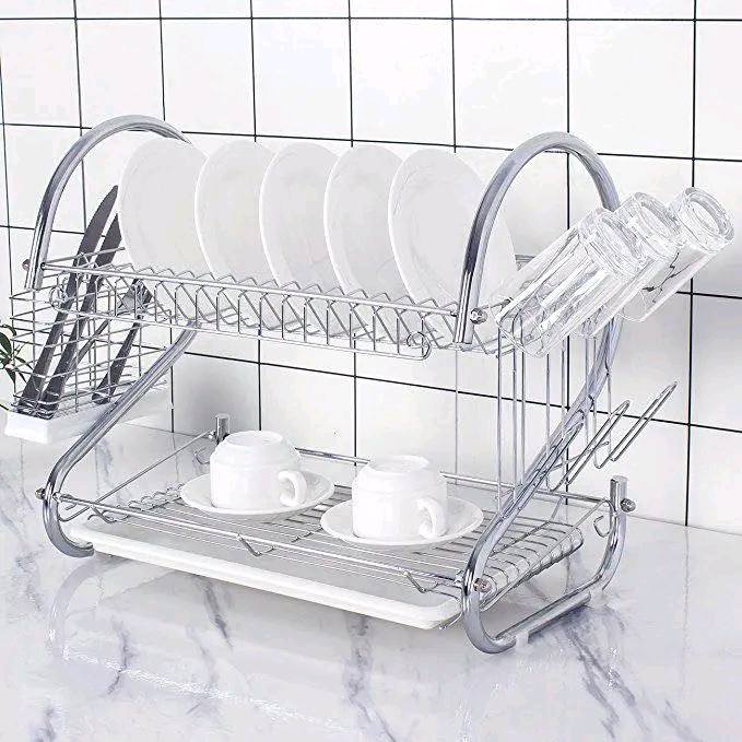 2 Layer Dish Drainer Kitchen Rack