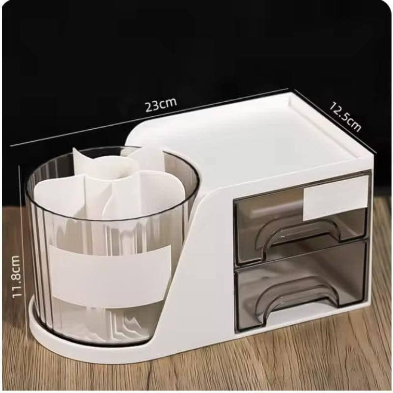 Makeup Organizer Cosmetic Storage Box with 360 Roatating Makeup Organizer