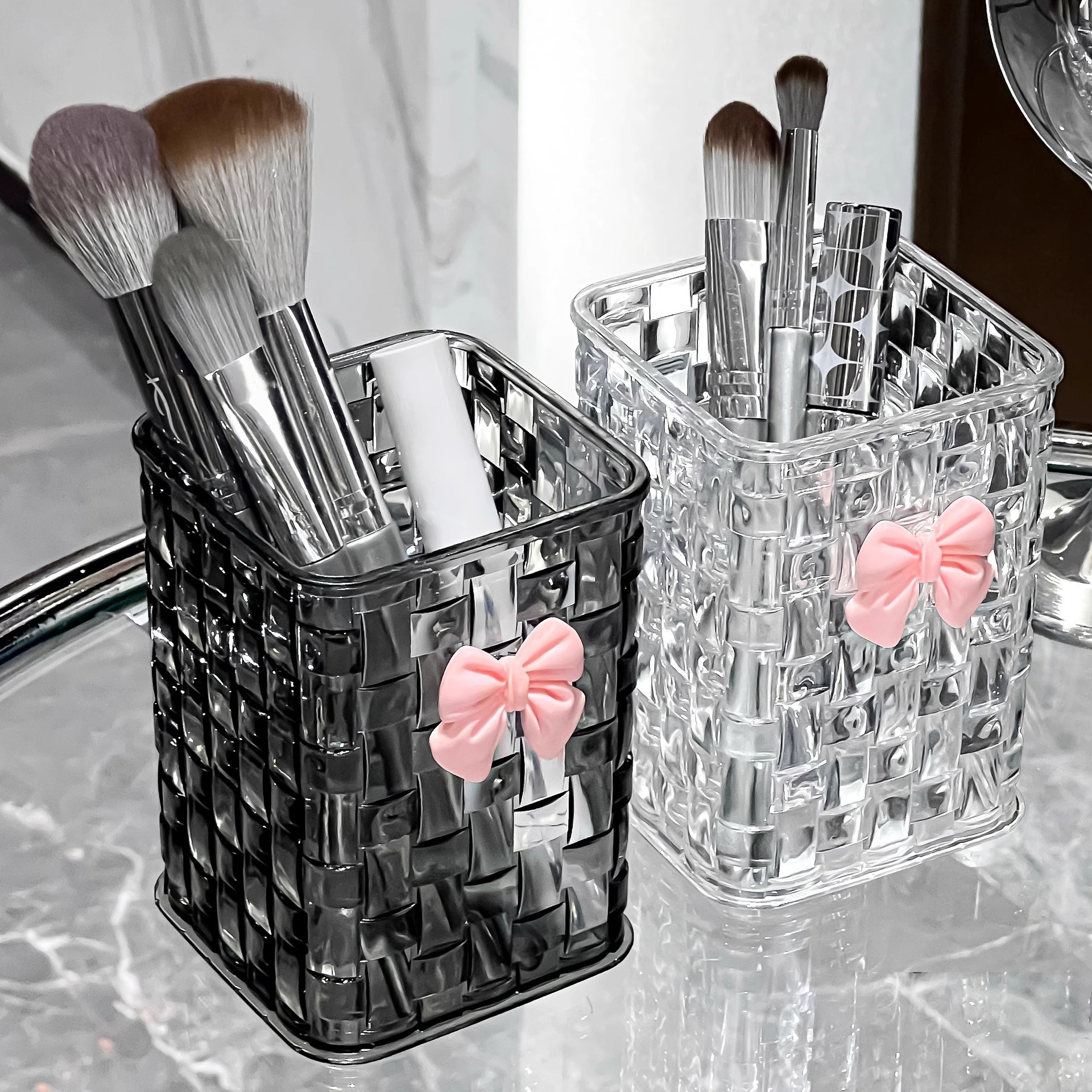 Makeup Storage Holder With Bow Deco