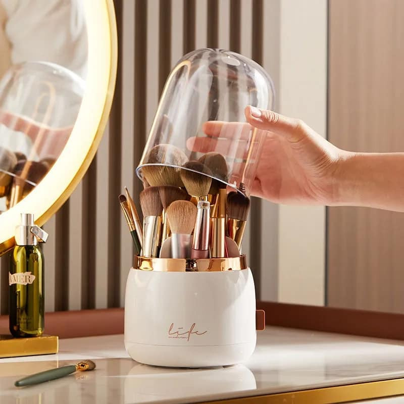 360° Rotating Portable Makeup Brushes Holder