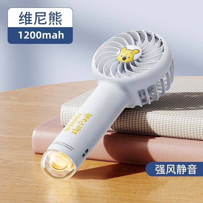 Disney Cute Mini Handheld Fan with led light, 1200mah Reachargeable battery ,portable indoor and outdoor use